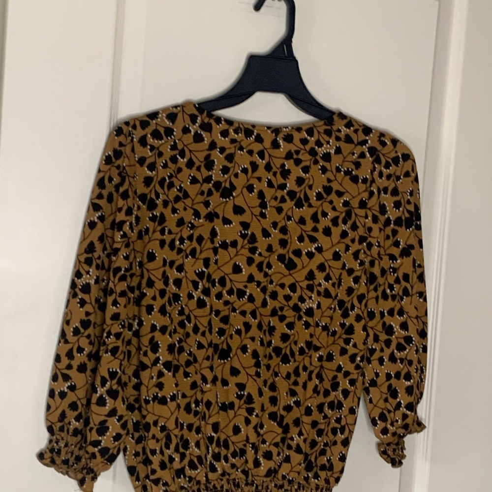 Women’s Melloday Size Small Floral Print Puckered Sleeves Blouse - Picture 5 of 6